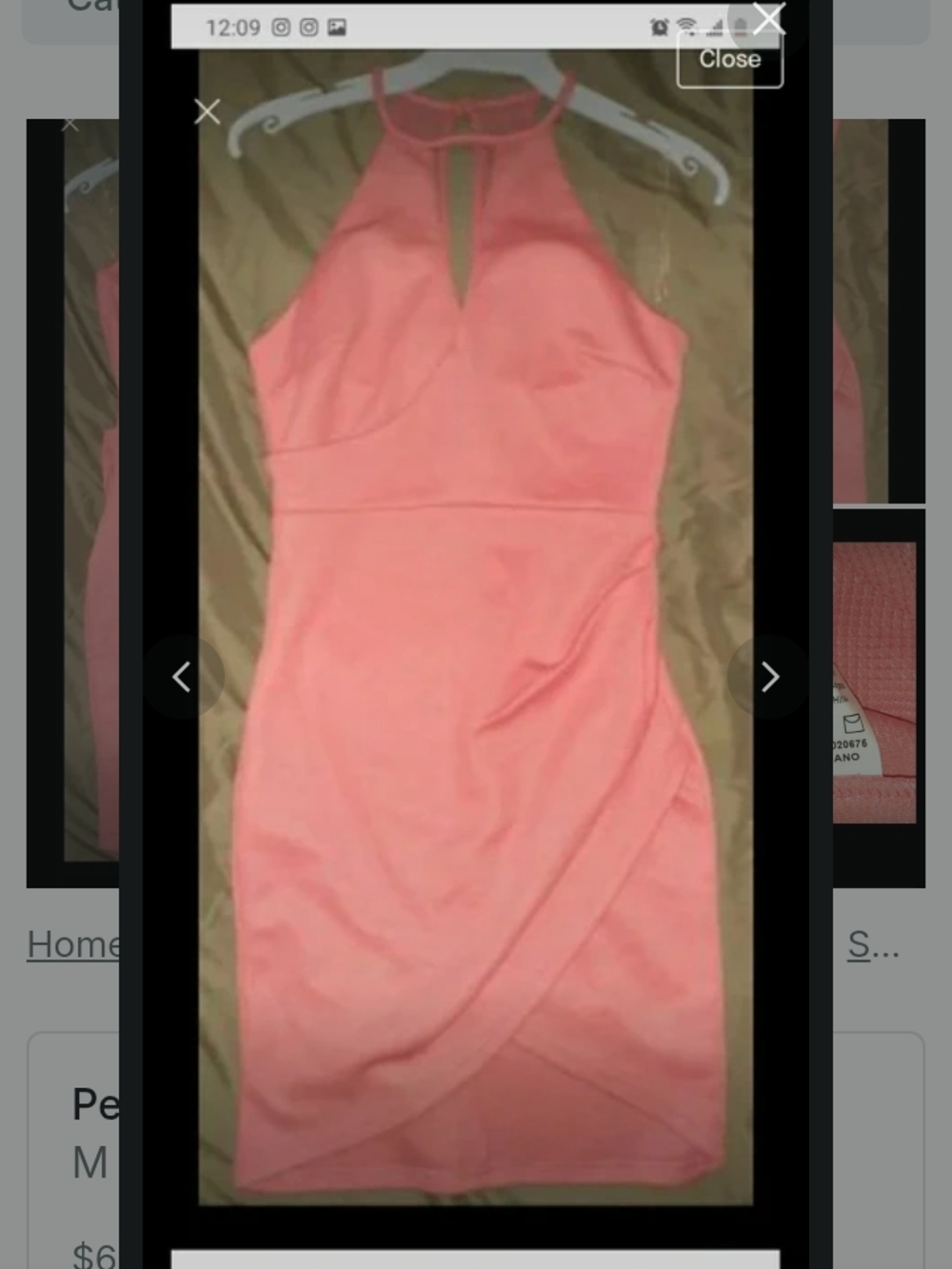 Source Unknown Coral One-Shoulder Halter Sheath Dress